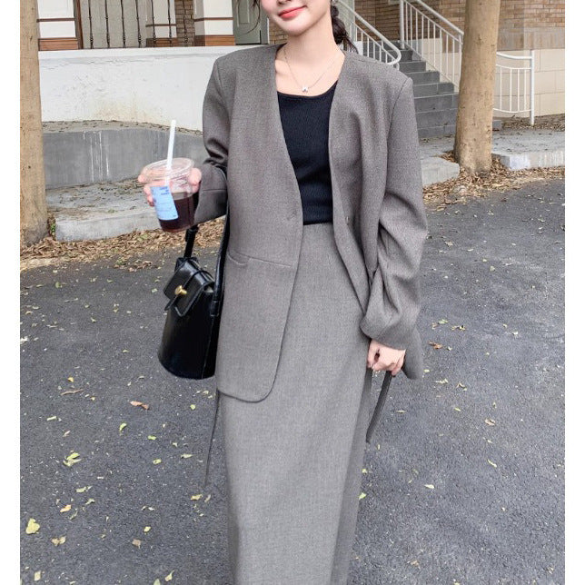 Damen Eleganter Oversized Blazer mit Taschen Echoarchiv