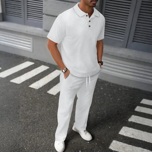 Herren Freizeit-Polo mit strukturiertem Design und bequemer Hose Echoarchiv