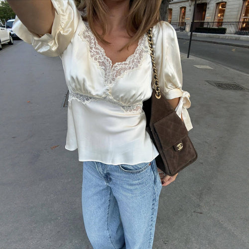 Damen Satinbluse mit Spitzenakzenten Echo Archiv