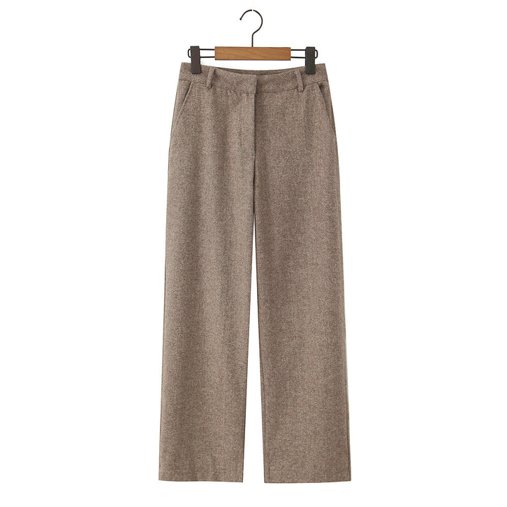 Damen Hochtaillierte weite Wolloptik-Hose mit geradem Bein Echo Archiv