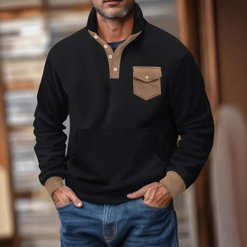 Herren lässiger Pullover mit funktionaler Brusttasche Echoarchiv