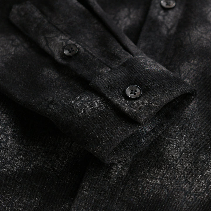 Herren Samtiges Hemdjacken-Overshirt mit tonalem Muster und Brusttasche Echoarchiv