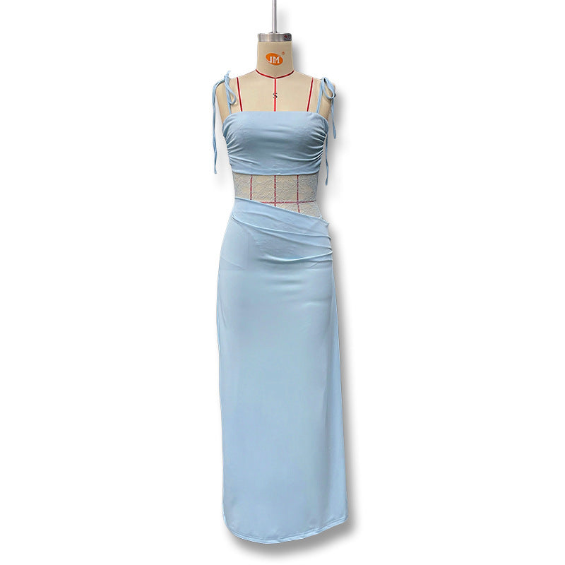 Damen Elegantes Maxikleid mit Spitzeneinsätzen und verstellbaren Trägern Echo Archiv