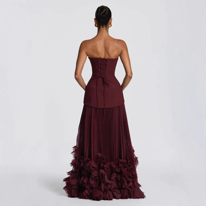 Damen Elegantes schulterfreies Abendkleid mit raffinierten Rüschen Echo Archiv