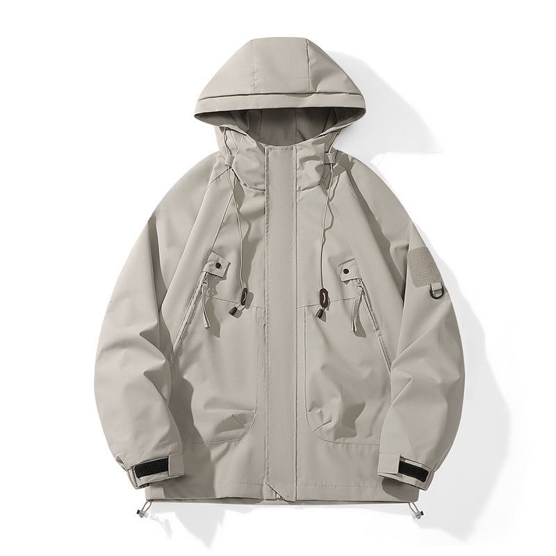 Herren Wetterfeste Funktionsjacke mit verstellbarer Kapuze und zahlreichen Taschen Echoarchiv