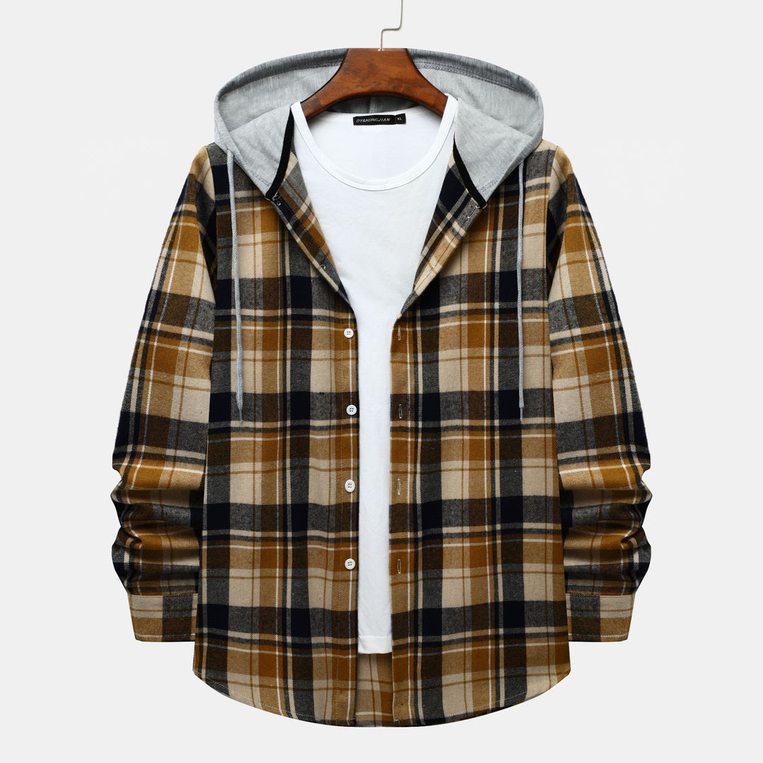 Herren Karierte Hemdjacke mit Kapuze und bequemer Passform Echoarchiv