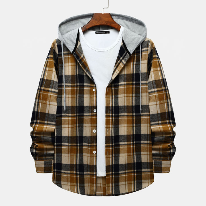Herren Karierte Hemdjacke mit Kapuze und bequemer Passform Echoarchiv