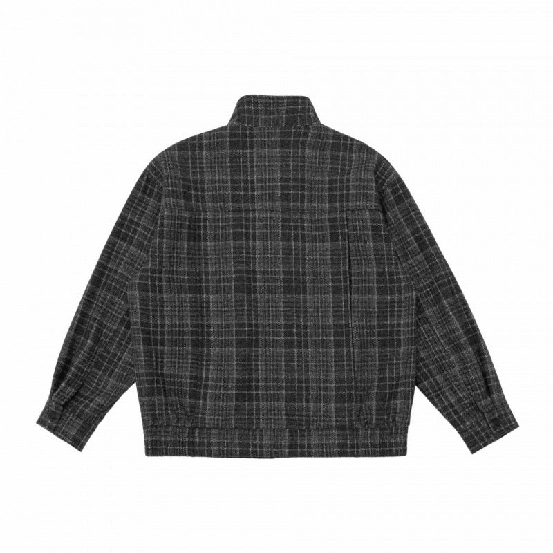 Herren Boxy-Blouson aus Wollmix mit Stehkragen, verdeckter Knopfleiste und Lederapplikationen Echo Archiv