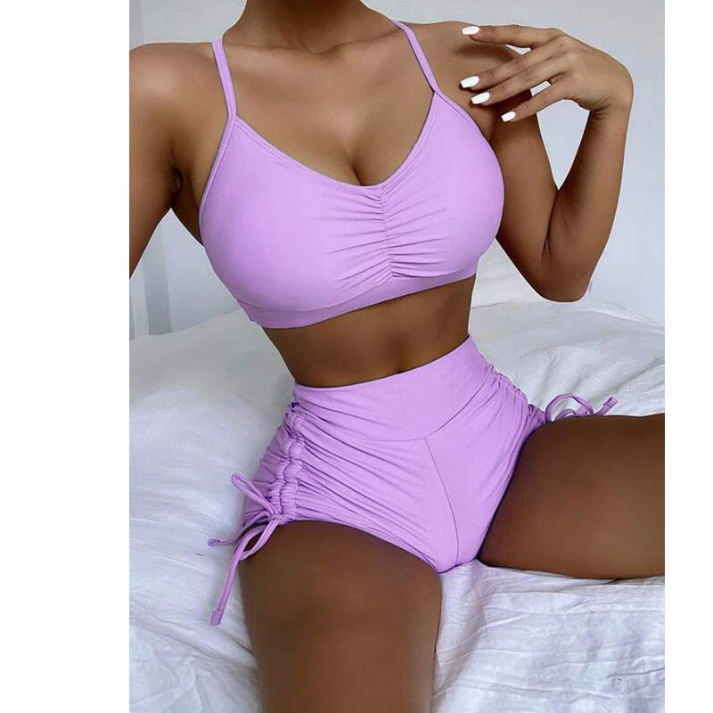 Damen Hochwertiges Sport-Bikini-Set mit Verknotungsdetail Echo Archiv