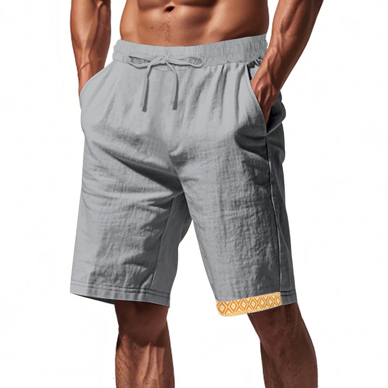 Herren lässige Strandshorts aus atmungsaktivem Leinenmix mit elastischem Bund und seitlichen Taschen Echoarchiv