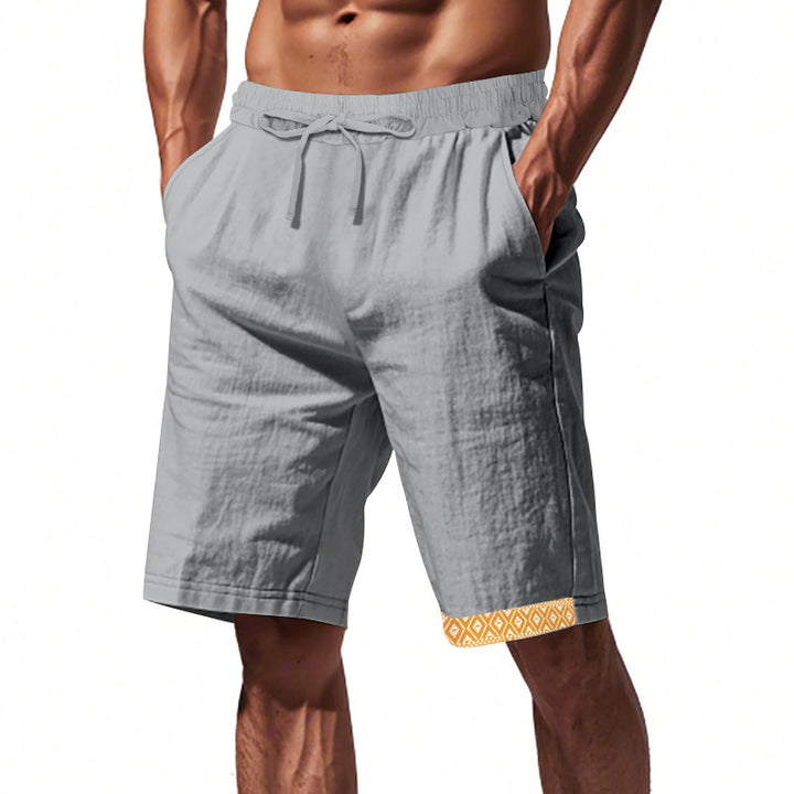 Herren lässige Strandshorts aus atmungsaktivem Leinenmix mit elastischem Bund und seitlichen Taschen Echoarchiv