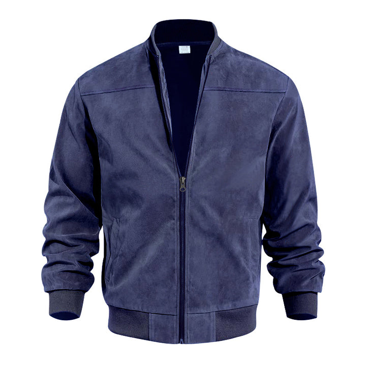 Herren lässige Lederjacke mit asymmetrischem Schnitt und Rippenbündchen Echoarchiv