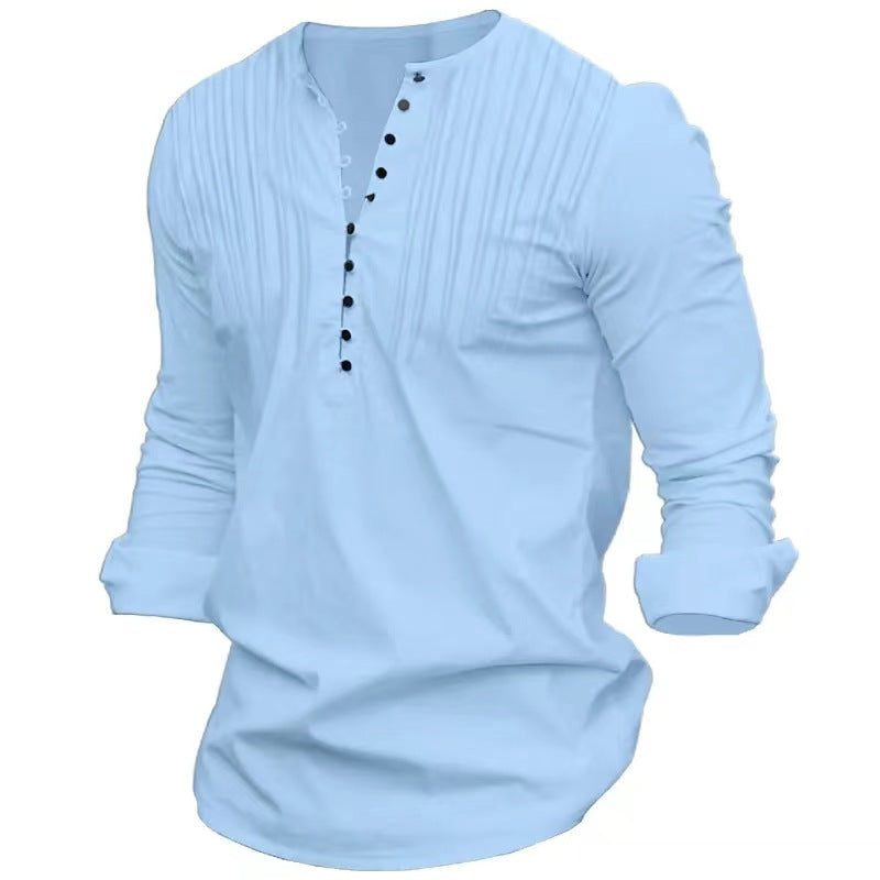 Herren Langarmshirt mit feinen Falten und Knopfleiste Echoarchiv