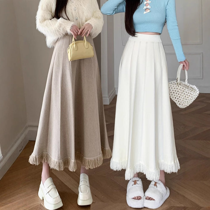 Damen Eleganter Maxirock mit Fransen Echo Archiv