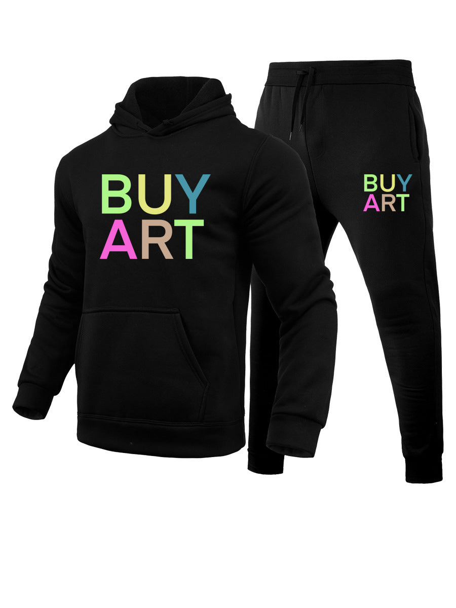 Herren Hoodie- und Jogginghose-Set mit künstlerischem Grafikdruck und lässigem Schnitt Echoarchiv