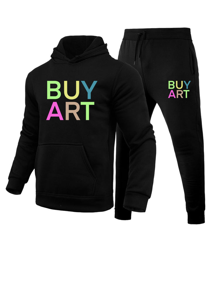 Herren Hoodie- und Jogginghose-Set mit künstlerischem Grafikdruck und lässigem Schnitt Echoarchiv