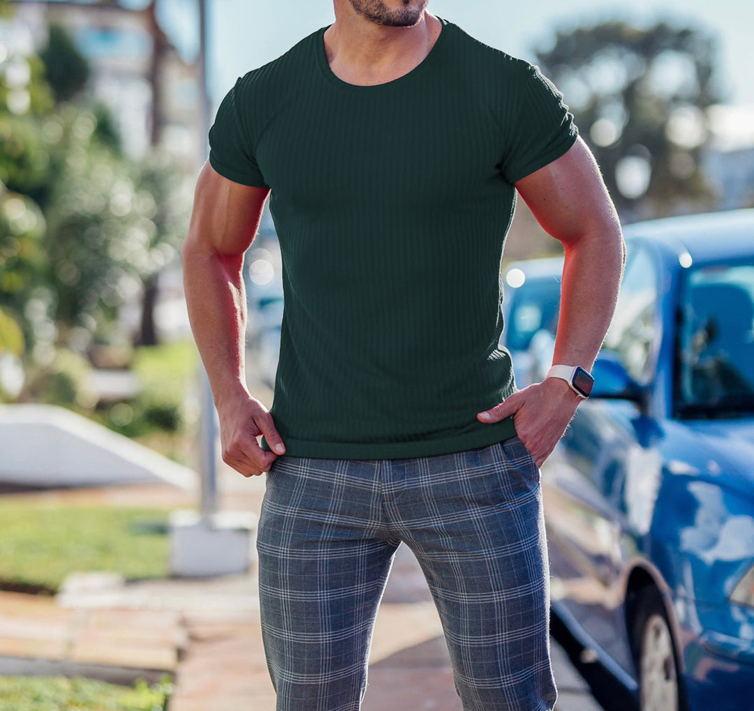 Herren Kurzarm Ripp-T-Shirt mit tailliertem Schnitt und bequemen Tragekomfort Echoarchiv