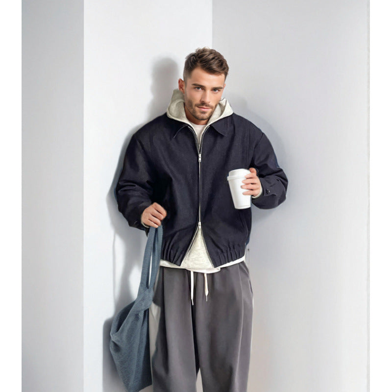 Herren Kapuzen-Halbzip-Pullover aus weichem Strukturstrick Echoarchiv