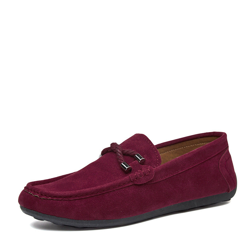 Damen weicher Veloursleder Mokassin Loafer mit geflochtener Dekorschnur und flexibler Gummisohle Echo Archiv