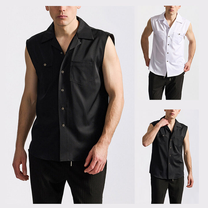 Herren ärmelloses Hemd mit modernen Taschen Echoarchiv