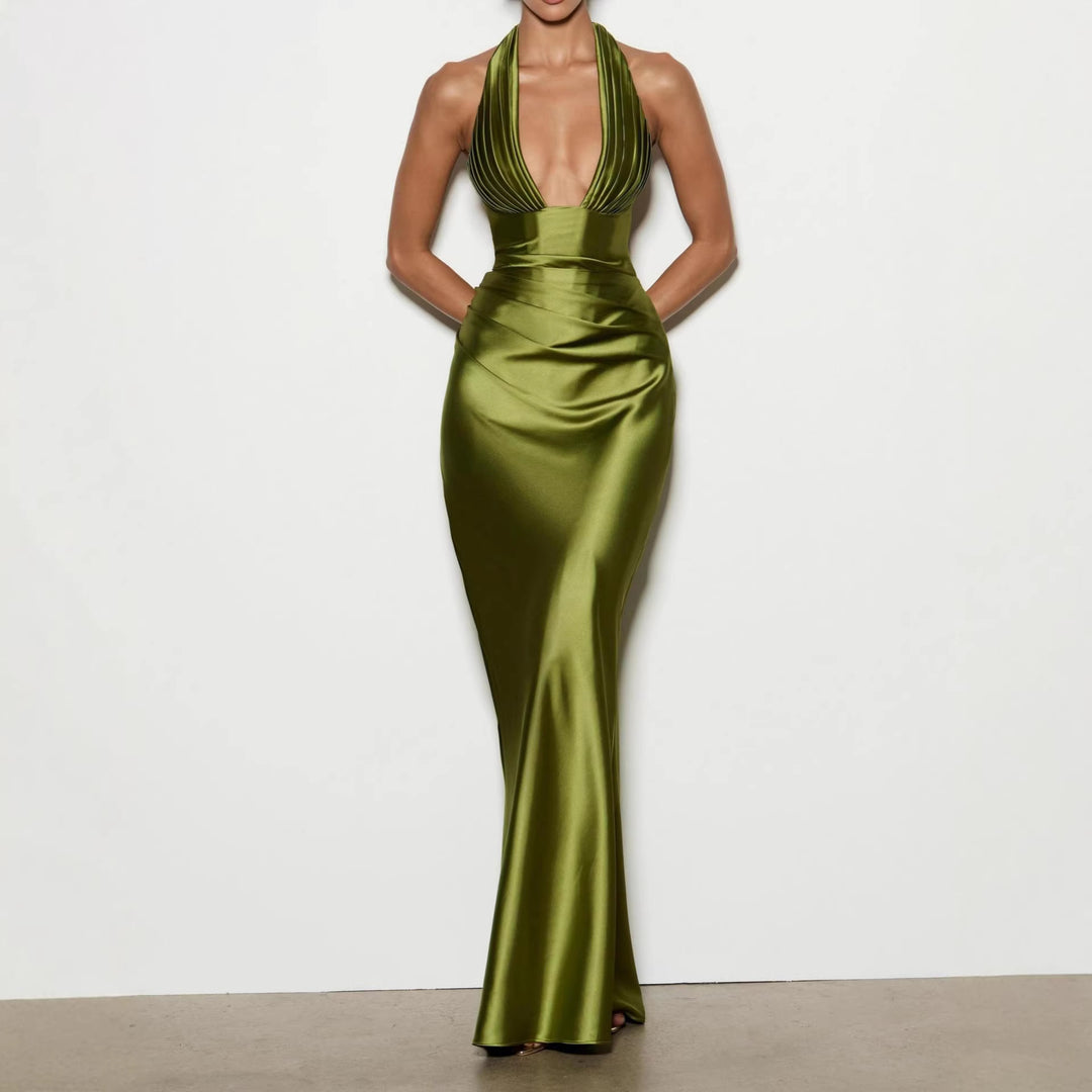 Damen Elegantes langes Abendkleid mit tiefem V-Ausschnitt Echo Archiv