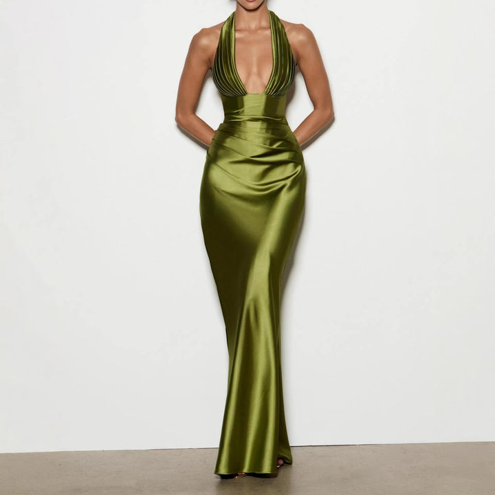 Damen Elegantes langes Abendkleid mit tiefem V-Ausschnitt Echo Archiv