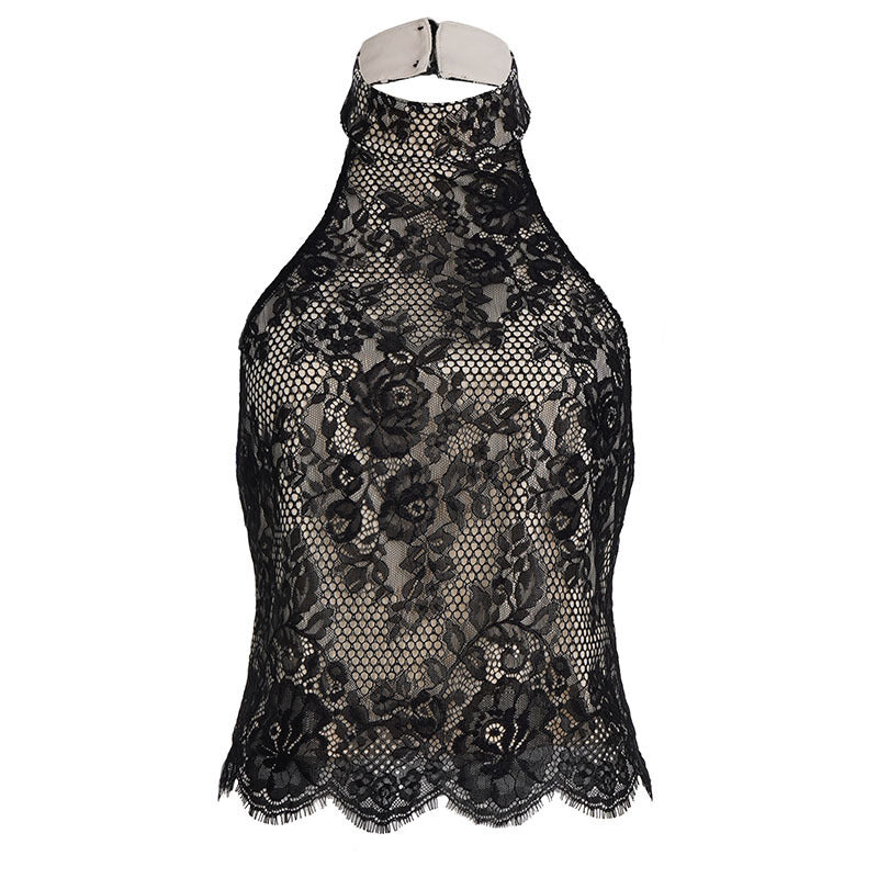 Damen Elegantes Spitzenoberteil mit hochgeschlossenem Design Echo Archiv