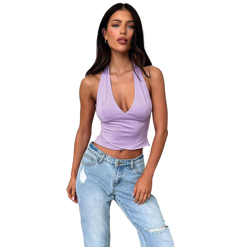 Damen Haltertop mit tiefem V-Ausschnitt und figurbetontem Design Echo Archiv