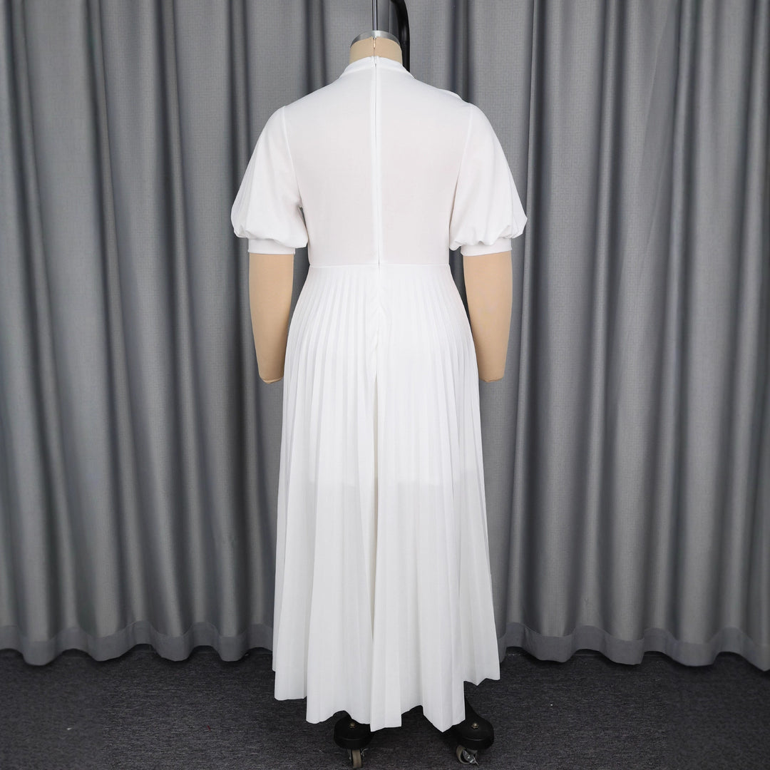 Damen elegantes Maxikleid mit plissiertem Rock und modischem Schlüssel-Ausschnitt Echo Archiv