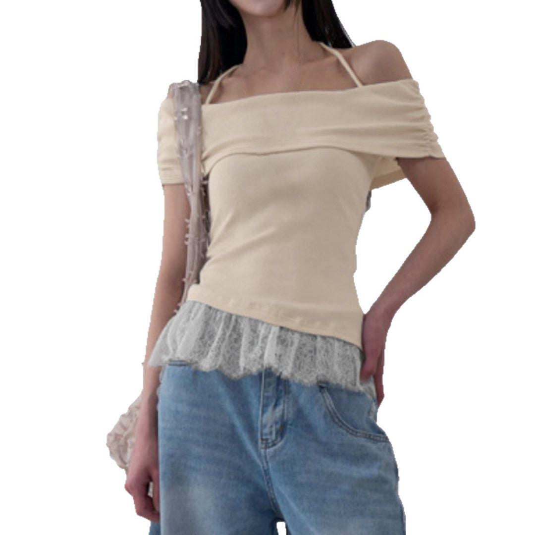 Damen Off-Shoulder Oberteil mit Rüschensaum Echo Archiv