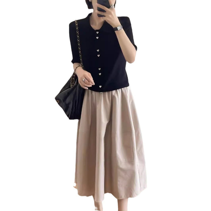 Damen Eleganter, weit geschnittener Midirock Echoarchiv