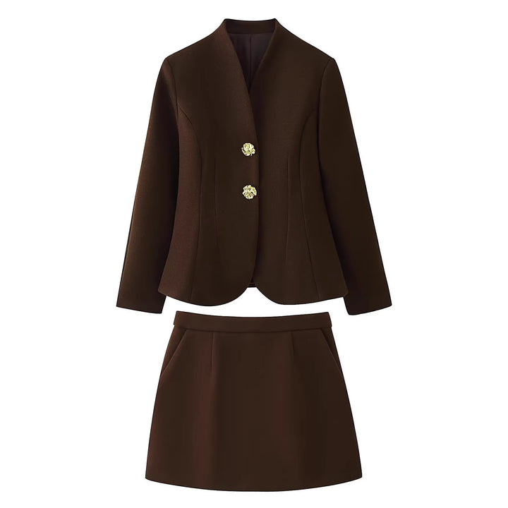 Damen Taillierter Blazer mit Stehkragen und dekorativen Goldknöpfen Echo Archiv