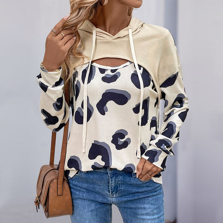 Damen Modisches Sweatshirt mit Leopardendruck Echo Archiv