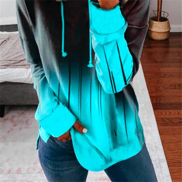 Damen nan Relaxed-Fit Kapuzen-Sweatshirt mit Ombre-Effekt, Kordelzug, abgerundetem Saum und seitlichen Schlitzen Echo Archiv