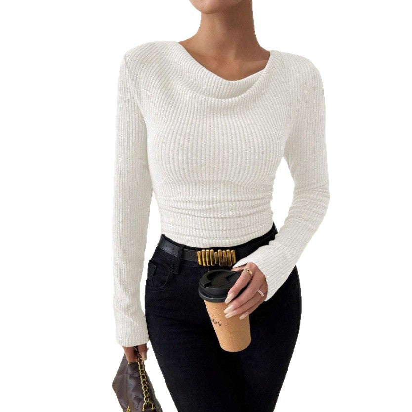 Damen nan eng anliegendes Rippenstrick-Longsleeve mit geraffter Taille Echo Archiv