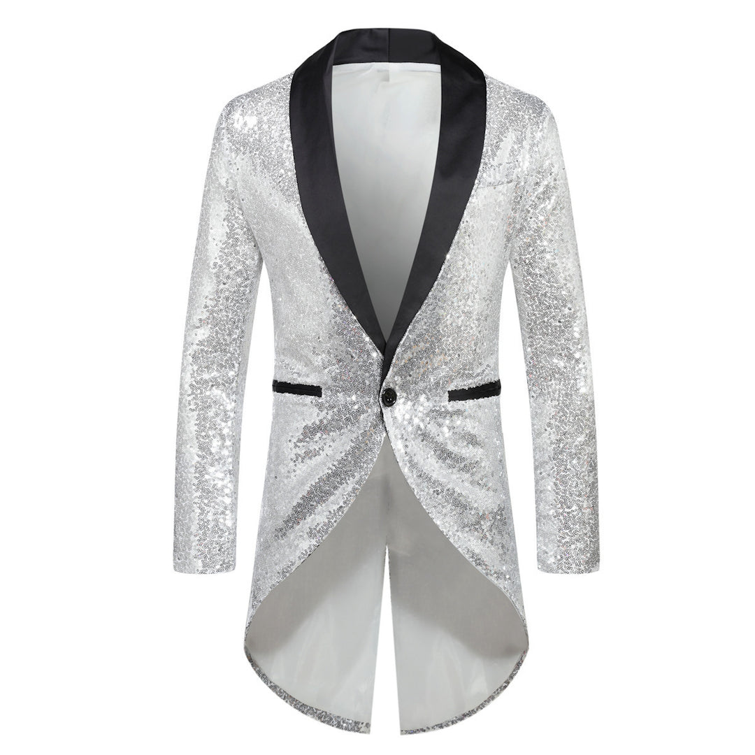 Herren Glitzernder Anzugblazer mit elegantem Schalkragen Echoarchiv