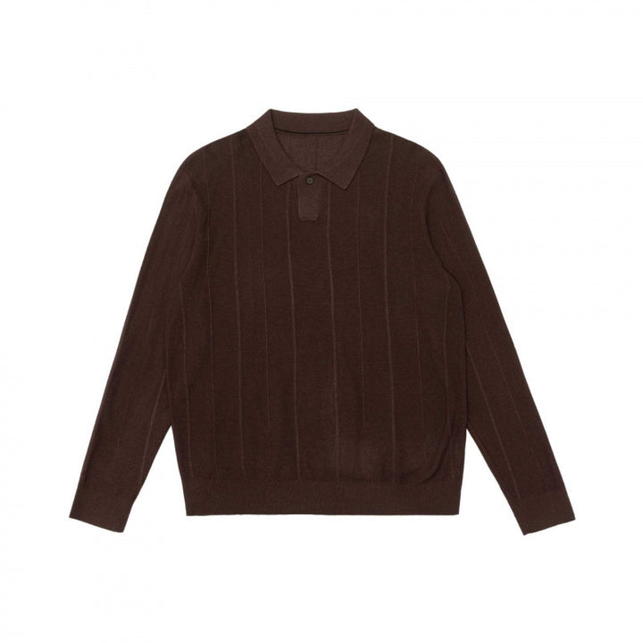 Herren Feinstrick-Poloshirt mit durchgehender Rippenstruktur und Hemdkragen Echo Archiv