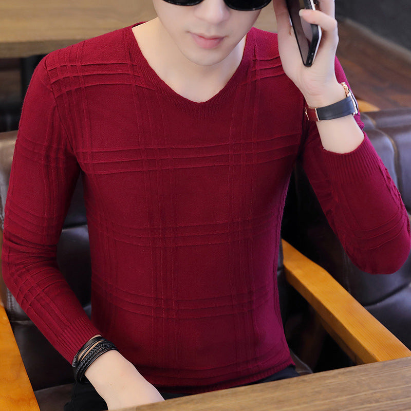 Herren Langarm-Pullover mit modernem Rippmuster und V-Ausschnitt Echoarchiv