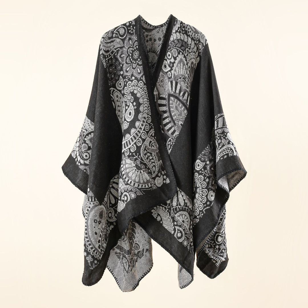 Damen Jacquard-Überwurf mit Paisley-Muster und offenem Kimono-Fall Echo Archiv