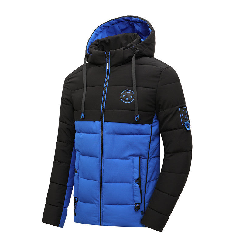 Herren gesteppte Winterjacke mit modischem Farbkontrast und Kapuze Echoarchiv