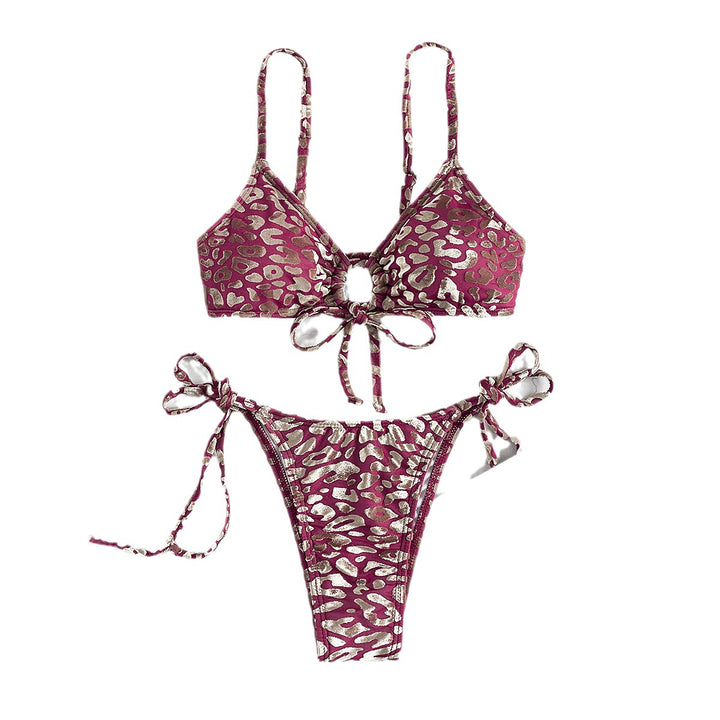 Damen Triangel-Bikini mit verstellbaren Bindebändern und subtilen Tiermotiven Echo Archiv