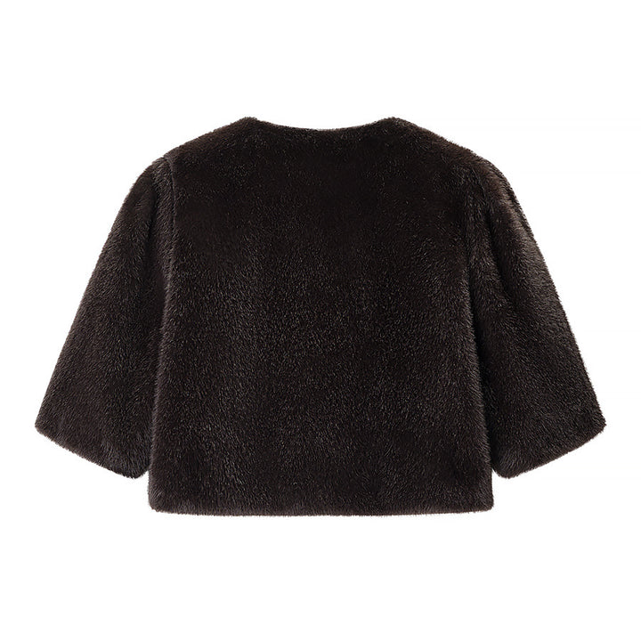 Damen Kurzgeschnittener Kunstfell-Bolero mit 3/4-Ärmeln Echo Archiv