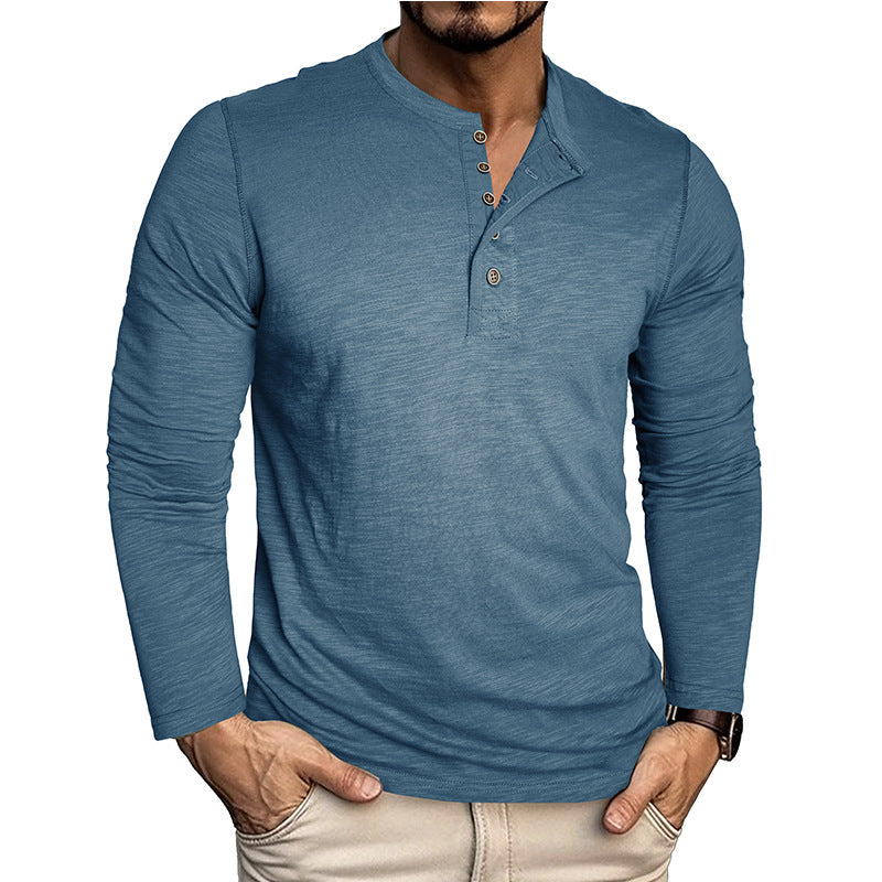 Herren elegantes Langarmshirt mit Knopfleiste Echoarchiv