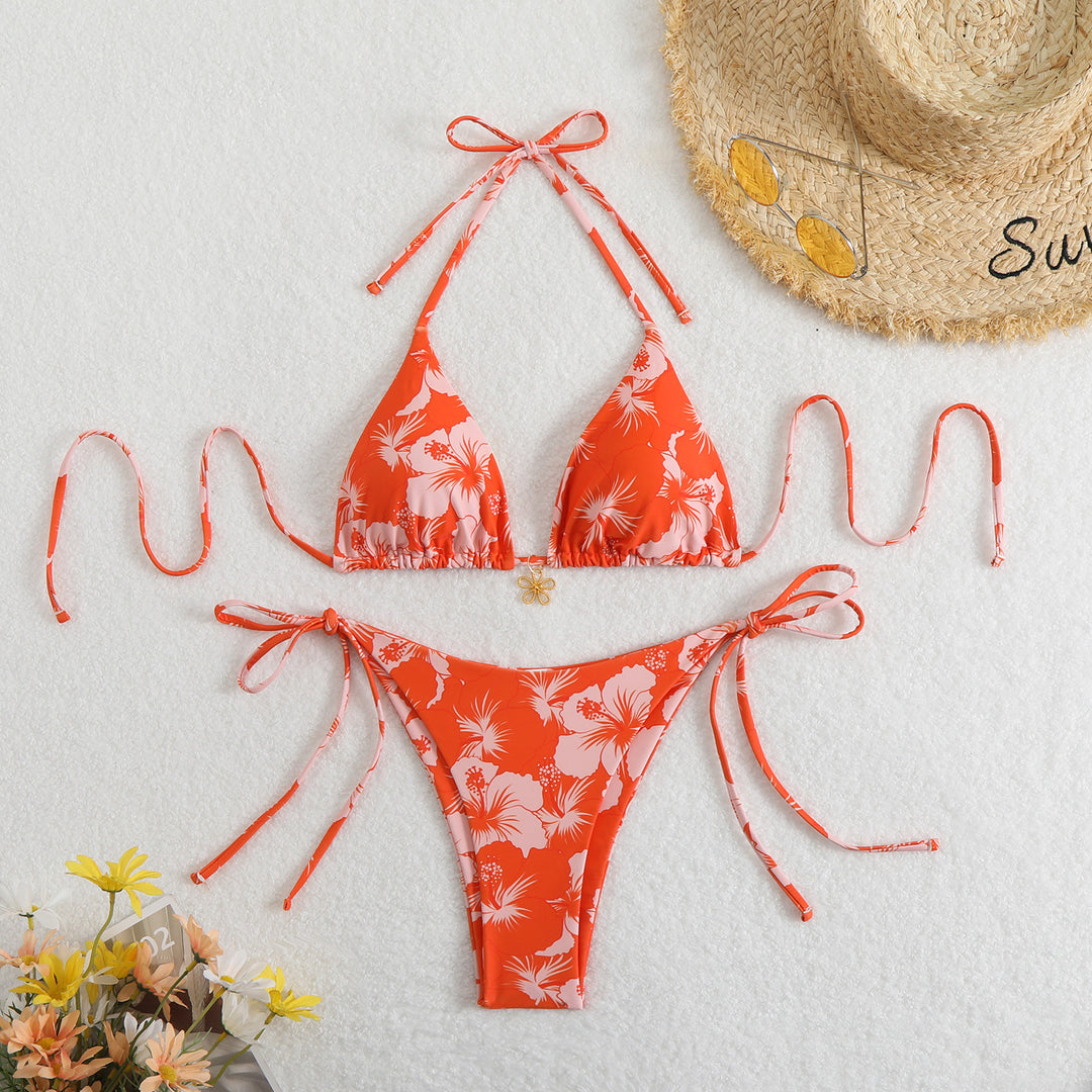 Damen Triangel-Bikini mit floralem Design und verstellbaren Trägern Echo Archiv