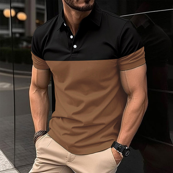 Herren sportliches Kurzarm-Polo mit modernem Farbblockdesign Echoarchiv