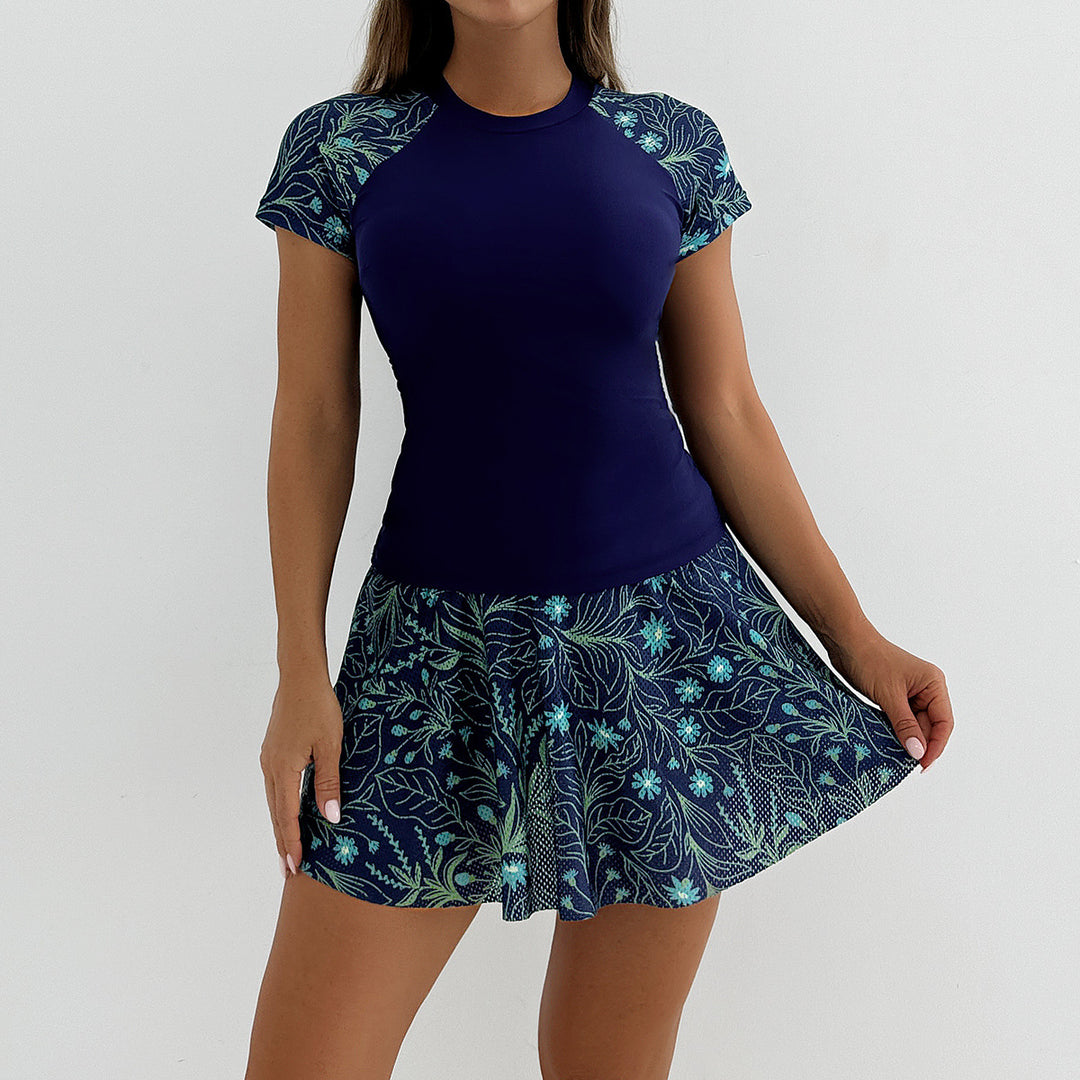Damen Sportliches Schwimmdress mit floralem Rock Echo Archiv