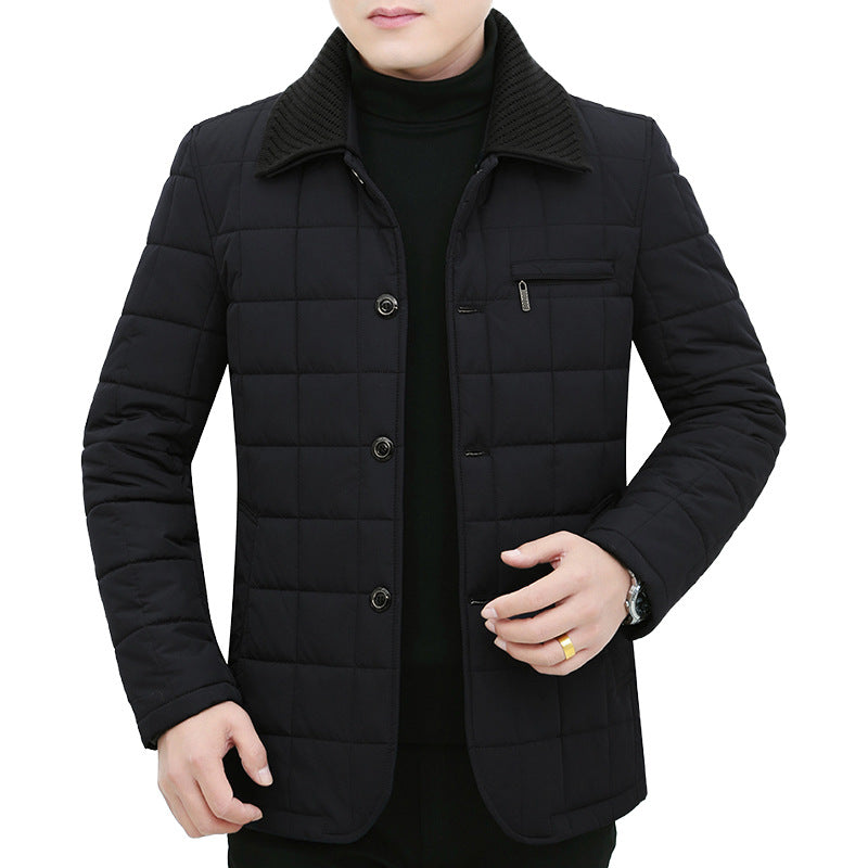 Herren Steppjacke mit Boxsteppung, Cordkragen und Brust-Reißverschlusstasche – Taviero