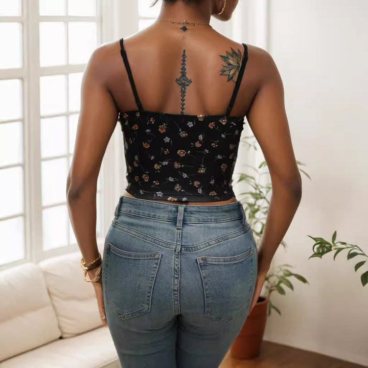 Damen Spitzen-Cami-Top mit floralem Design Echo Archiv