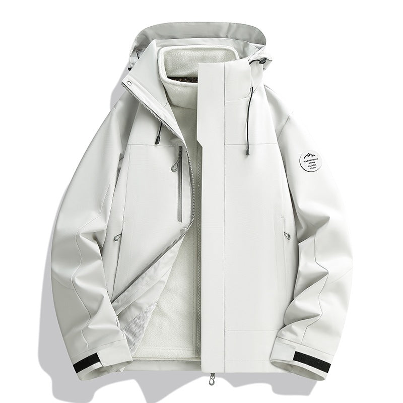 Herren Wetterfeste Softshelljacke mit Fleece‑Innenfutter, verstellbarer Kapuze & Reißverschluss‑Brusttasche Echoarchiv