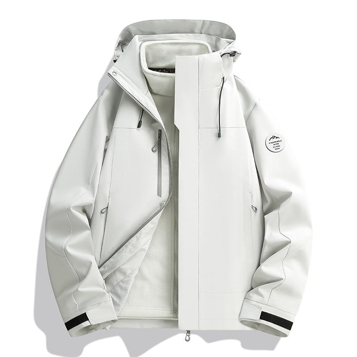 Herren Wetterfeste Softshelljacke mit Fleece‑Innenfutter, verstellbarer Kapuze & Reißverschluss‑Brusttasche Echoarchiv